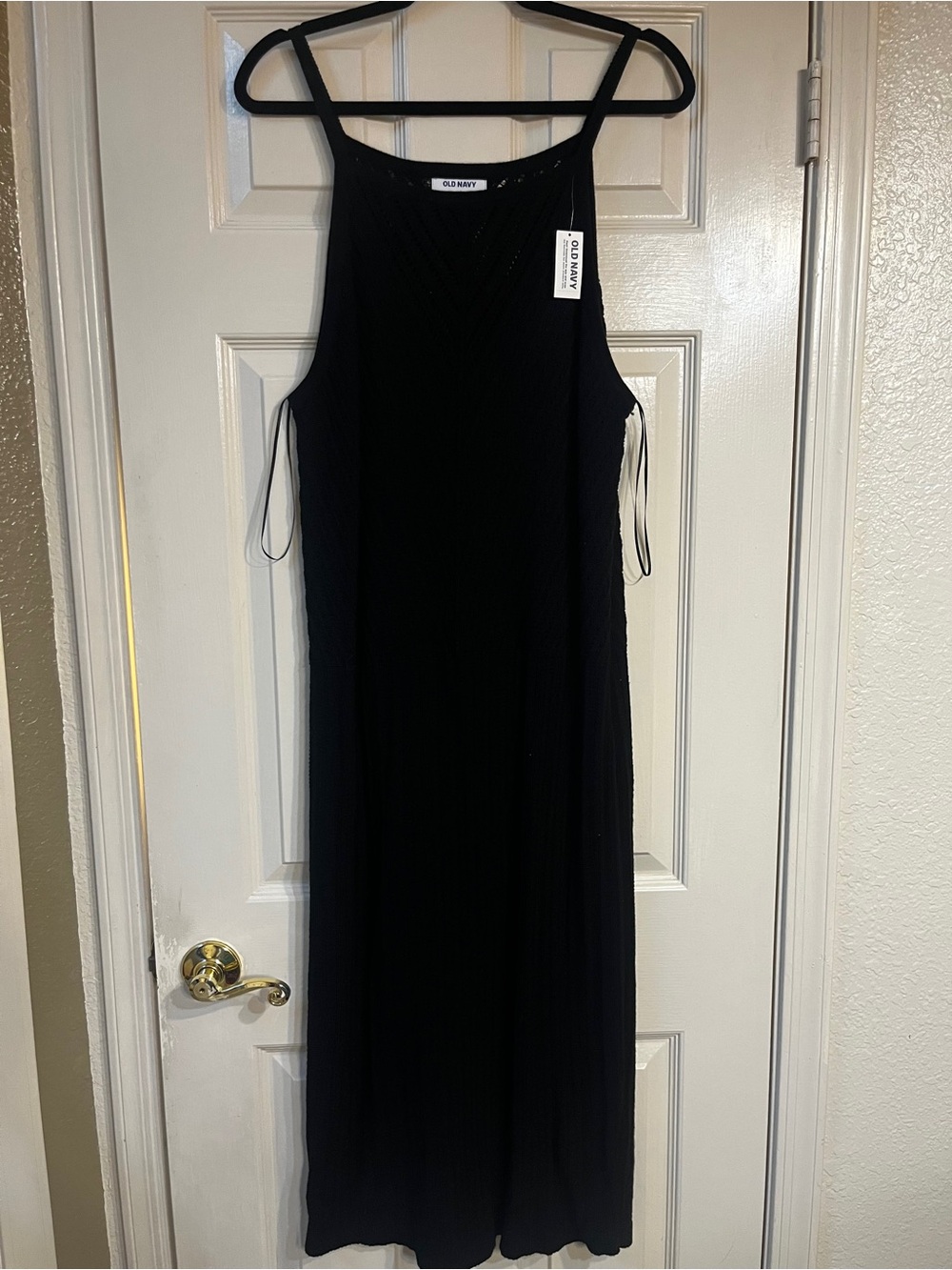 NWT Old Navy Black High-Neck Sleeveless Crochet Maxi Dress